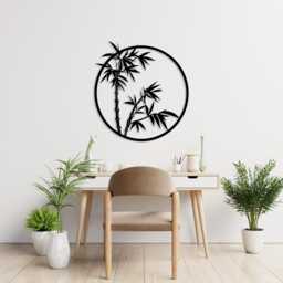 Bamboo Circle Metal Wall Art, Modern Home Decor For Living Room, Unique Birthday Gift - thumbnail 2