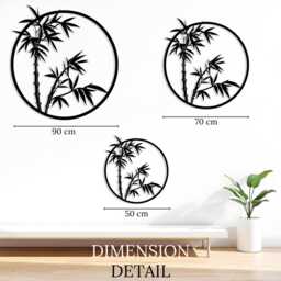 Bamboo Circle Metal Wall Art, Modern Home Decor For Living Room, Unique Birthday Gift - thumbnail 3