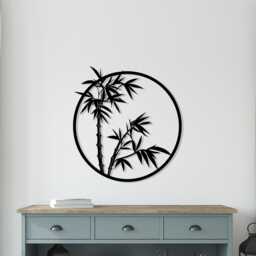 Bamboo Circle Metal Wall Art, Modern Home Decor For Living Room, Unique Birthday Gift