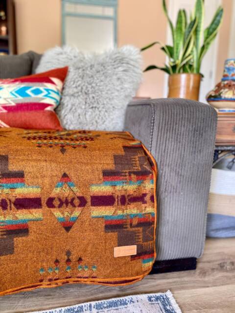 Native Southwestern Blanket - Boho Home Decor Western Throw Mayan Aztec Design Terracotta Reversible Queen Bedding Ecuadane - image 1