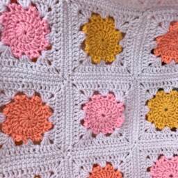 Pink, Orange, Yellow, & White Throw Afghan - thumbnail 4