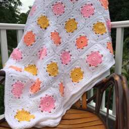 Pink, Orange, Yellow, & White Throw Afghan - thumbnail 2