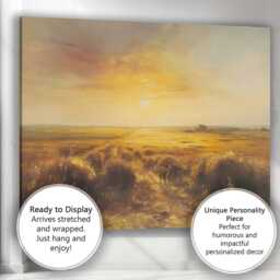 Golden Sunset Meadow Countryside Landscape Warm Rustic Canvas Wall Art Print Decor Picture Ready To Hang - thumbnail 3