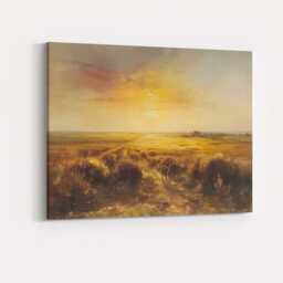 Golden Sunset Meadow Countryside Landscape Warm Rustic Canvas Wall Art Print Decor Picture Ready To Hang - thumbnail 4