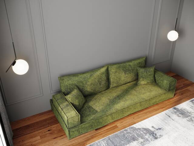 Custom Double Floor Sofa, Foam Cushion, Washable Covers - image 1