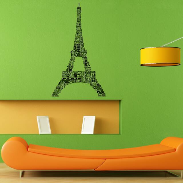 Eiffel Tower Paris Typography Words City France Monument Wall Sticker Vinyl Mural Decal Home House Apartment Art Decor Free Shipping L051 - image 1