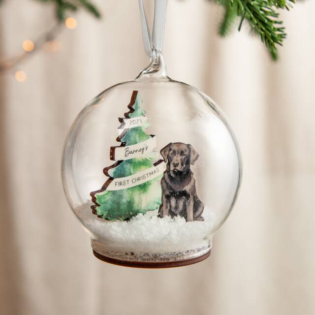 Personalised Dog & Christmas Tree Bauble - image 1