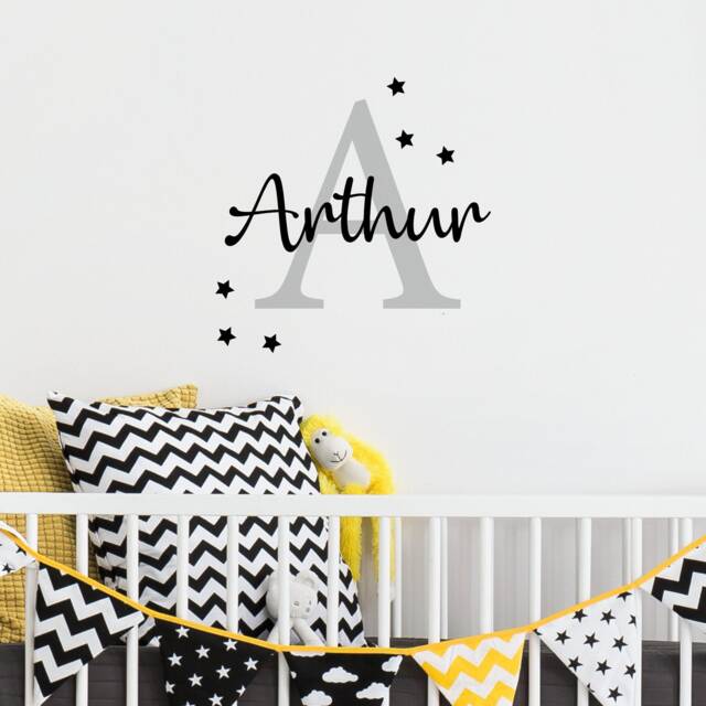 Personalised Name Wall Sticker - Personalized Custom Initial Nursery Bedroom Girls Boys Art Decal - image 1
