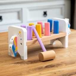 Personalised Unicorn Hammer Bench Pastel Wooden Toy, 1st Birthday Gift - Lc1030 - thumbnail 3