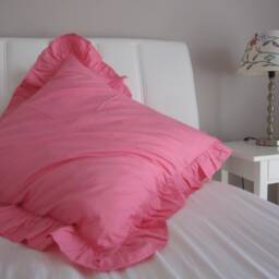Solid White Pink Cotton Ruffle Euro Sham Pillow Cover-Body Pillow - Shabby Chic Bedding-Bedroom Decor - King Sham 20x36, 20x26 26x26 - thumbnail 2