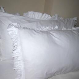 Solid White Pink Cotton Ruffle Euro Sham Pillow Cover-Body Pillow - Shabby Chic Bedding-Bedroom Decor - King Sham 20x36, 20x26 26x26 - thumbnail 3