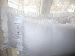 Solid White Pink Cotton Ruffle Euro Sham Pillow Cover-Body Pillow - Shabby Chic Bedding-Bedroom Decor - King Sham 20x36, 20x26 26x26