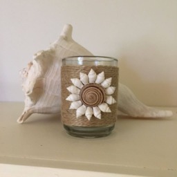 Seashell Flower Jute Wrapped Votive Candle Holder - thumbnail 4