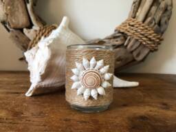 Seashell Flower Jute Wrapped Votive Candle Holder