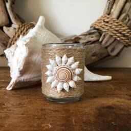 Seashell Flower Jute Wrapped Votive Candle Holder - thumbnail 2