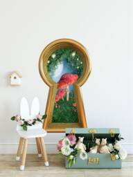 Wonderland 3D Keyhole Fabric Wall Decal - Enchanted Lantern Mushroom Forest 3D Sticker Removable