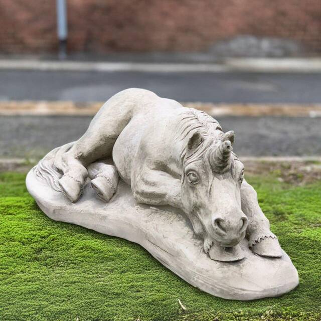 Concrete Unicorn Sculpture Stone Lying Horse Statue Outdooor Animal Figurine Cement Mythical Creature Ornament Wild Decoration Gift - image 1