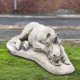 Concrete Unicorn Sculpture Stone Lying Horse Statue Outdooor Animal Figurine Cement Mythical Creature Ornament Wild Decoration Gift - thumbnail 1