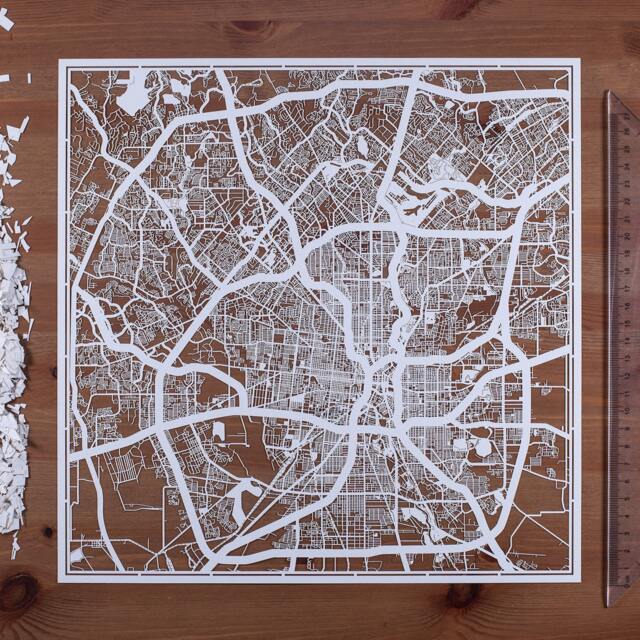 Paper Cut Map Art San Antonio, Texas City Souvenir - 12x12 In Cityscape Gift - image 1