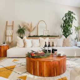 White Moroccan Rug With Yellow Shapes, Hand Tufted Berber Rug, Shag Large Area Modernist Wool Carpet - thumbnail 3