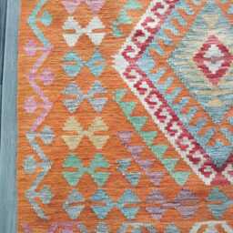 Handmade Afghan Kilim Rug, Geometric Tribal Design, Multicolour Artisan Persian Turkish Flatweave, Natural Wool, 154x98 cm - thumbnail 2