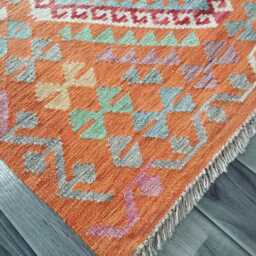 Handmade Afghan Kilim Rug, Geometric Tribal Design, Multicolour Artisan Persian Turkish Flatweave, Natural Wool, 154x98 cm - thumbnail 4