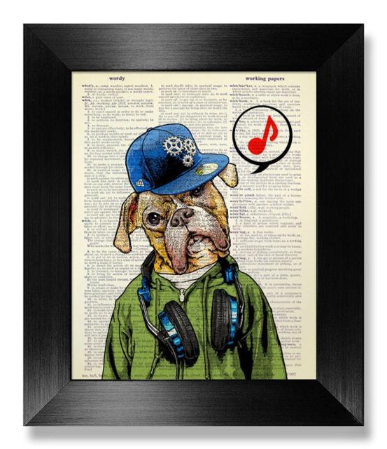 Music Art Print, Home Office Decor Dorm Graduation Gift Music Lover Man, School Poster, Room Decor, Cool Dog Headphone