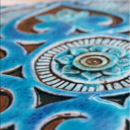 Mandala Wall Hanging Made From Ceramic, Outdoor Art, Garden Decor With Design, Ceramic Tile, #3 30cm Turquoise - thumbnail 2