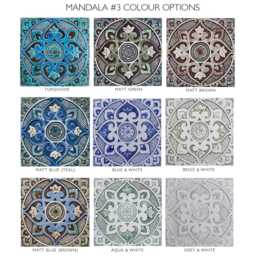 Mandala Wall Hanging Made From Ceramic, Outdoor Art, Garden Decor With Design, Ceramic Tile, #3 30cm Turquoise - thumbnail 3