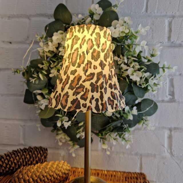 Cordless Touch Lamp. Beautiful Decoupaged Leopard Print Usb Rechargeable Table Lamp.hand Decorated - image 1