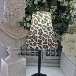 Cordless Touch Lamp. Beautiful Decoupaged Leopard Print Usb Rechargeable Table Lamp.hand Decorated - thumbnail 2