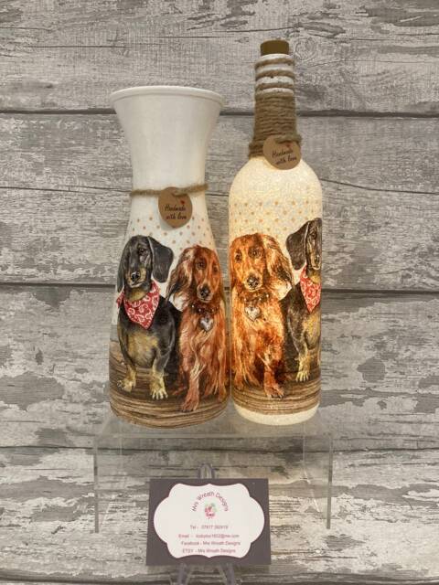 Dachshund, Sausage Dog Light Up Bottle & Matching Vase, Gifts - image 1