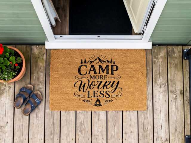 Camp More Worry Less Doormat - Funny Camping Glamping Gift - image 1