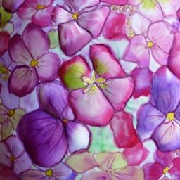 Home Decor Soft Sculpture Hydrangea Flower Decorative Pillow, Quilted & Hand Painted in Fuchsia, Purple, Violet Sage Greens - thumbnail 3