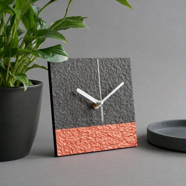 Modern Minimalist Mantel Clock Handmade From Recycled Paper, Zero Waste Home Decor For Mindful Interior - image 1