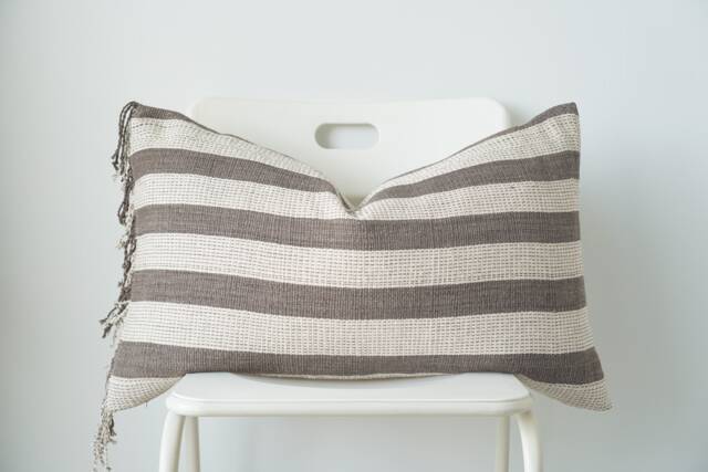 Tribal Hemp Striped Hand Woven Natural Dye Color Lumbar Pillow Cover - image 1