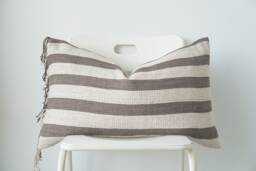 Tribal Hemp Striped Hand Woven Natural Dye Color Lumbar Pillow Cover - thumbnail 1