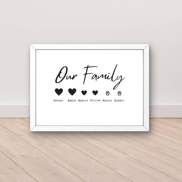 Family Print, Mothers Day Gift, New Home Personalised Family With Pets, Gifts For Her, Portait, House Warming Gift - image 1