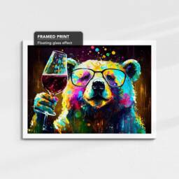 Bear Toasting Drink Glasses Art Abstract Oil Painting Framed Poster Print & Canvas Wall Living Home Decor Interior Gift - thumbnail 3