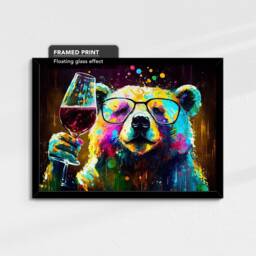 Bear Toasting Drink Glasses Art Abstract Oil Painting Framed Poster Print & Canvas Wall Living Home Decor Interior Gift - thumbnail 2