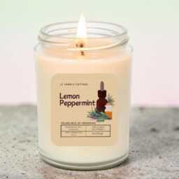 Lemon Peppermint Essential Oil Candle - Handmade Soy Aromatherapy - thumbnail 1