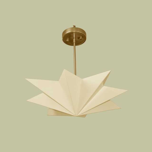 Brass Star Shape Ceiling Light - Handmade Geometric Pendant Lamp Vintage Style Fixture - image 1