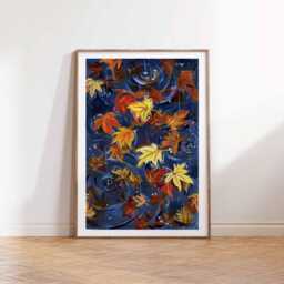 Autumn Leaves Gouache Painting Art Print Cozy Fall Landscape - thumbnail 2