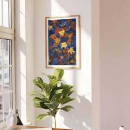 Autumn Leaves Gouache Painting Art Print Cozy Fall Landscape - thumbnail 3