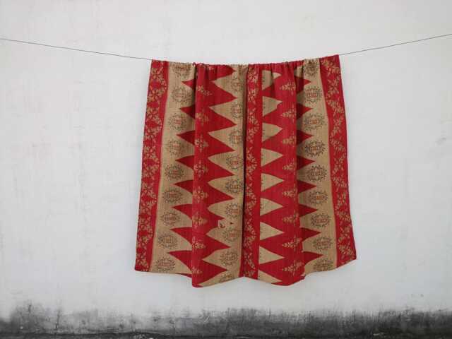 Vintage Floral Kantha Quilt Hand Stitched Boho Blanket Bedcover - image 1