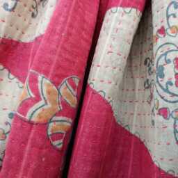 Vintage Floral Kantha Quilt Hand Stitched Boho Blanket Bedcover - thumbnail 3