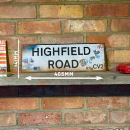 Highfield Road Sign Vintage Style Real Rust Metal Wall Art Coventry City Football - thumbnail 3