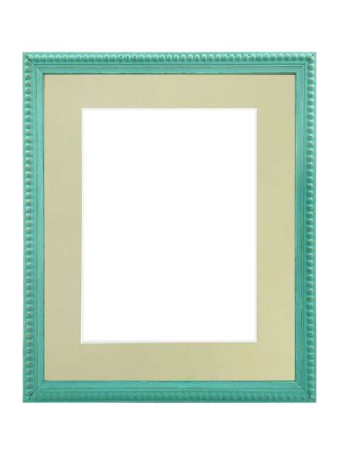 Crown Turquoise Photo Frame With Light Grey Mount, Wooden Bobbin Distressed - image 1