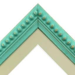 Crown Turquoise Photo Frame With Light Grey Mount, Wooden Bobbin Distressed - thumbnail 2