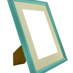 Crown Turquoise Photo Frame With Light Grey Mount, Wooden Bobbin Distressed - thumbnail 3